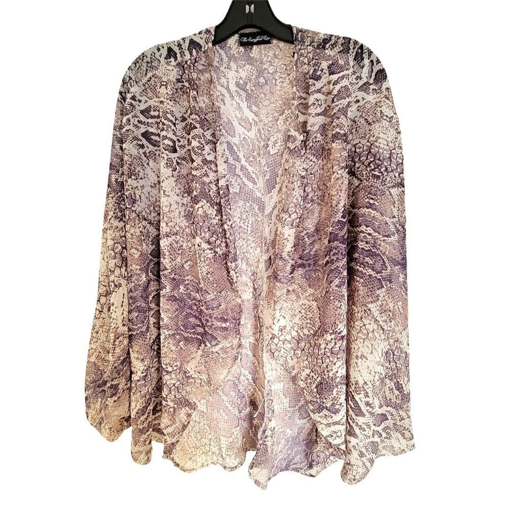 The Langford Line Reptile Snake Animal Print Sheer Open Front Shawl Cardigan Sm